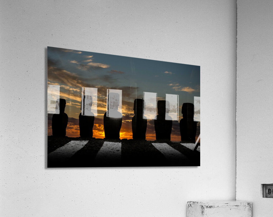 Moais Watching the Sunrise Acrylic Print