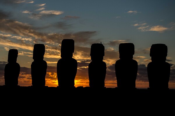 Moais Watching the Sunrise Print
