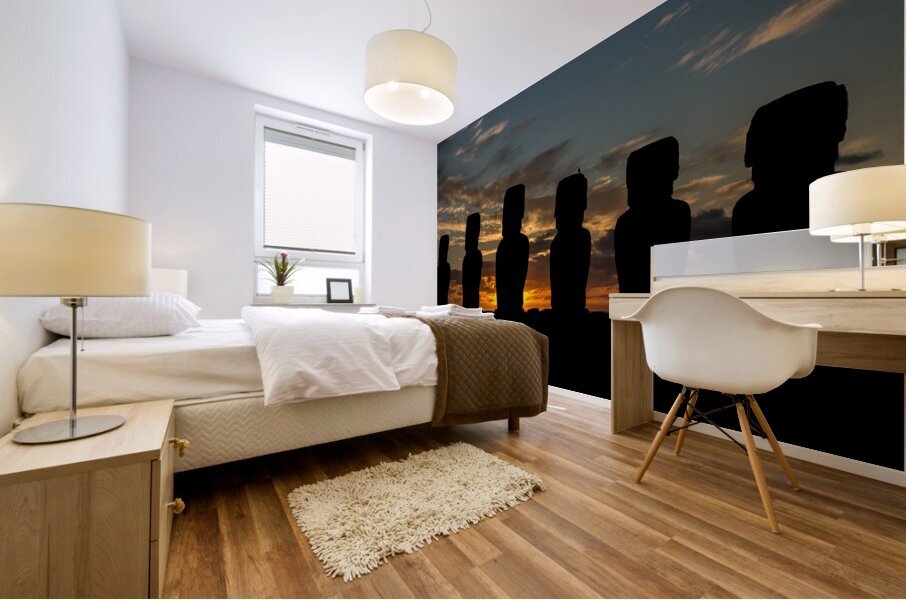 Moais Watching the Sunrise Mural print