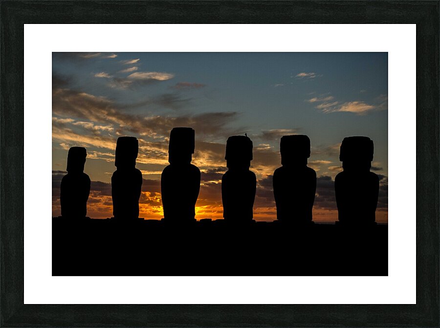 Moais Watching the Sunrise Picture Frame print