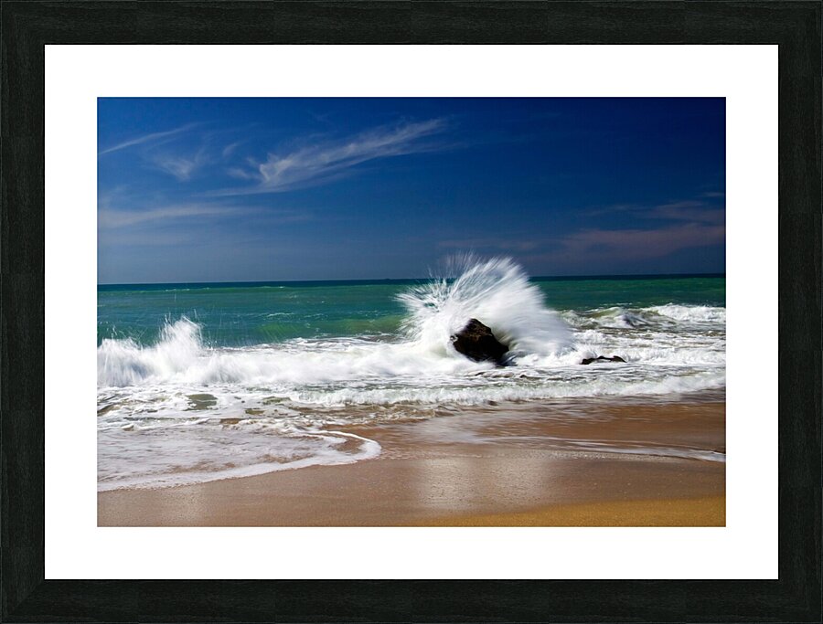 Water Dancing with a Boulder Picture Frame print