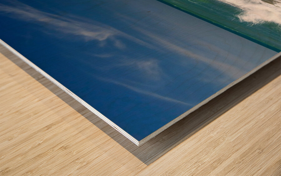 Water Dancing with a Boulder Wood print