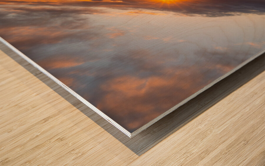 California Beach Sunset Wood print