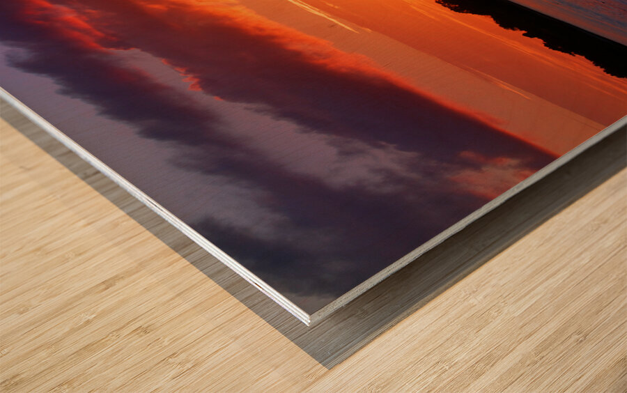 Amazon Sunset Wood print